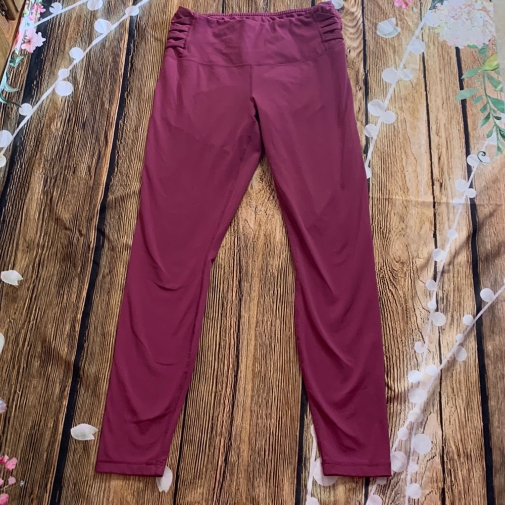 Yogalicious LUX High Rise Soft Raspberry Ruched Side Leggings - Picture 2 of 8